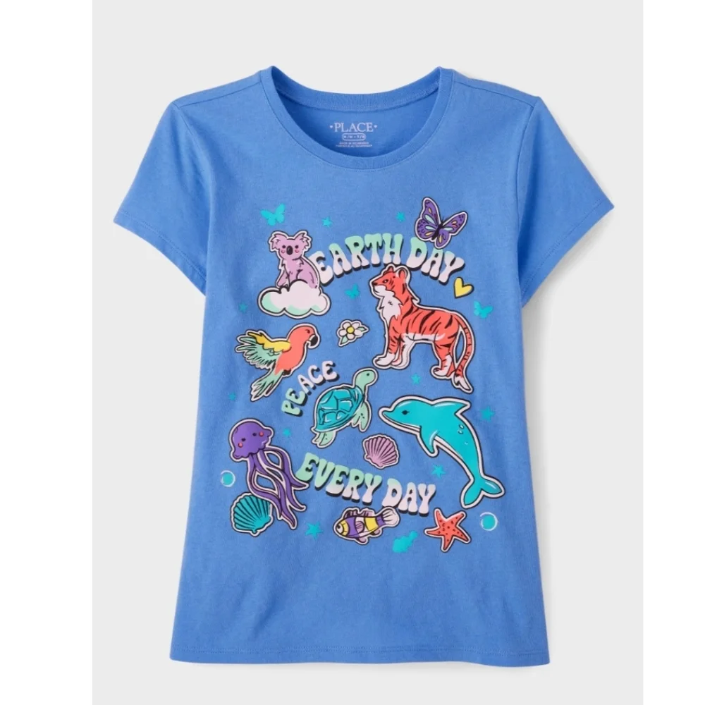 NWT The Children's Place Blue Earth Day Tee